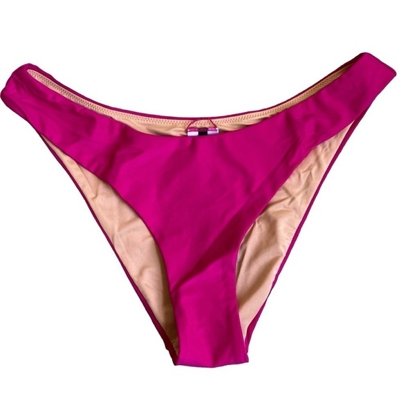 NWT J. Crew Radiant Fuchsia Pink Curved Waist Cheeky Bikini Bottoms Sz M - Picture 2 of 11